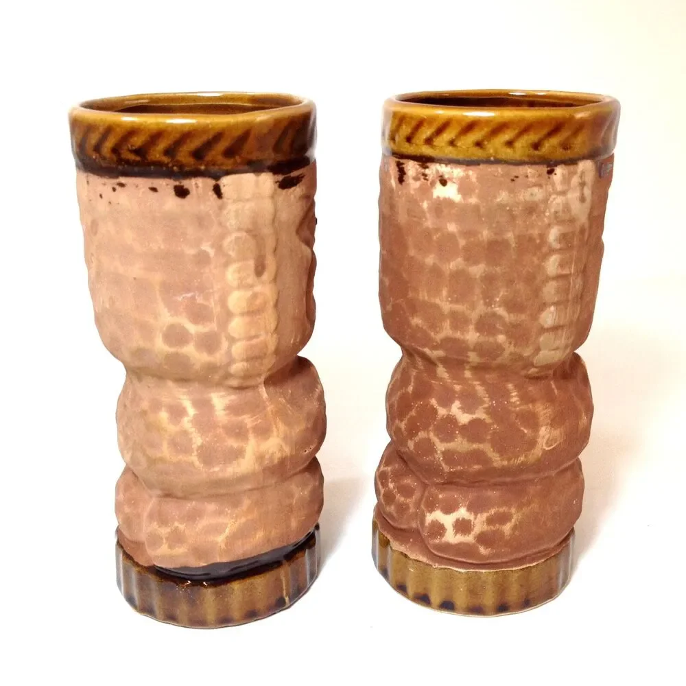2 Vintage Tiki Mug Cup Ceramic Pair Of 2 Orchids of Hawaii Japan